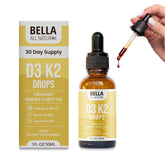 Bella All Natural frente del envase mostrando botella y etiqueta, fácil identificación