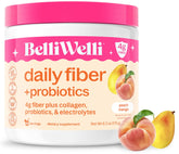 Belli Welli frente del envase mostrando sabor durazno mango y beneficios