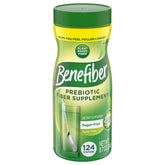 Benefiber frontal del envase mostrando cantidad y sin sabor, conveniencia diaria