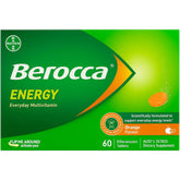 Berocca frente del envase mostrando el diseño y cantidad de tabletas