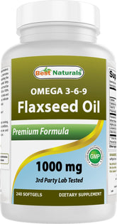 Best Naturals envase frontal mostrando 240 softgels y beneficios visuales