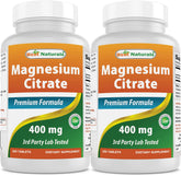 Best Naturals envase frontal de citrato de magnesio muestra cantidad y beneficio