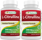 Best Naturals frasco frontal del suplemento L-Citrulline mostrando 120 tabletas y etiqueta clara