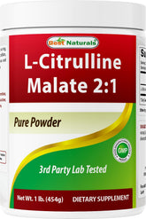 Best Naturals envase frontal de L-Citrulline Malate 2:1, presentación 1 lb beneficios