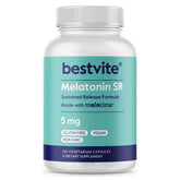 BESTVITE paquete frontal Melatonin SR mostrando diseño y cantidad del producto