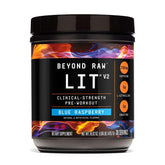 BEYOND RAW producto frontal mostrando etiqueta y beneficio energía intensa