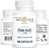 Bio-Tech Pharmacal frasco delantero mostrando etiqueta y dosis 5 mg, facilidad de uso