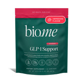 Bio.me envase frontal GLP-1 Support frambuesa mostrando información clara