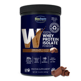 Biochem envase frontal mostrando proteína whey y 20 g por porción