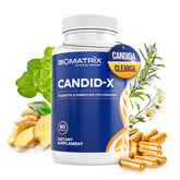 BioMatrix frasco Candid-X frontal mostrando etiqueta clara y beneficios