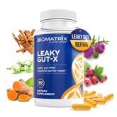 BioMatrix envase frontal mostrando Leaky Gut‑X y beneficios digestivos