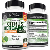 BioSchwartz envase frontal de Citrus Bergamot 1000 mg, claridad de dosis y formato
