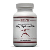 BIOSPEC NUTRITIONALS frasco Mag Glycinate frente mostrando envase y conveniencia