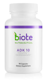 Biote ADK 10 frontal del envase mostrando 90 cápsulas y claridad informativa