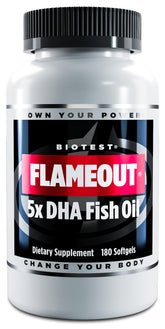 Biotest envase Flameout 5X vista frontal mostrando la marca y potencia