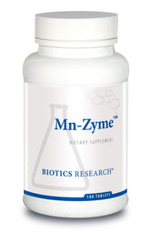 BIOTICS RESEARCH frasco Mn Zyme frente mostrando información clara y seguridad