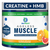 BioTrust envase frontal mostrando Ageless Muscle Builder y beneficio preservación muscular