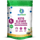 BioTrust envase frontal mostrando sabor French Vanilla y beneficio energía limpia