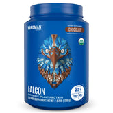 BIRDMAN Falcon frente del envase mostrando 37 servicios y sabor chocolate