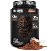 BIRDMAN Falcon presentación frontal mostrando envase y sabor chocolate, ideal para rendimiento