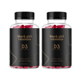 Black Girl Vitamins empaque frontal que muestra dosis clara y beneficio de energía