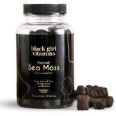 Black Girl Vitamins frasco delantero mostrando gomitas berry y beneficios veganos