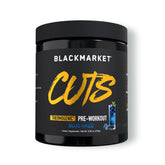 BLACKMARKET CUTS frente del envase mostrando sabor Blue Razz y información clave