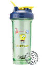 BlenderBottle Pro28 SpongeBob vista frontal mostrando el diseño y capacidad, ideal para batidos