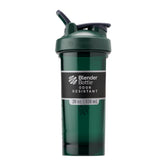 BlenderBottle Pro Series frontal verde mostrando capacidad y diseño duradero