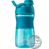 BlenderBottle sportmixer frontal color teal mostrando diseño y tapa segura