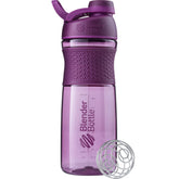 BlenderBottle vista frontal mostrando diseño plum y capacidad, ideal para gimnasio