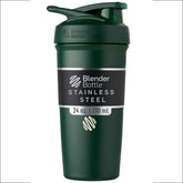 BlenderBottle Strada vista frontal verde forest con tapa cerrada y diseño elegante