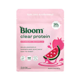 Bloom Nutrition frente del envase mostrando sabor fresa sandía y beneficios