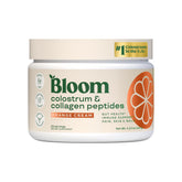 Bloom Nutrition frasco frontal mostrando sabor orange cream y envase atractivo