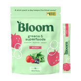 Bloom Nutrition pack frontal con sticks, conveniencia para consumir superfoods