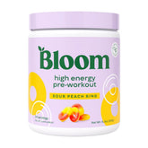 Bloom Nutrition envase frontal sabor Sour Peach Ring, energía sin azúcar
