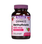 BlueBonnet frasco frontal EarthSweet Methylfolate muestra información visible y conveniencia