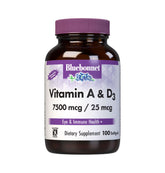 BlueBonnet frasco frontal mostrando 100 softgels y beneficios claros
