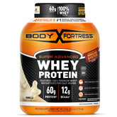 Body Fortress frente del envase mostrando sabor vainilla y beneficios