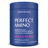 BodyHealth frasco frontal mostrando etiqueta y sabor Mixed Berry, beneficio claridad de uso