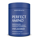 BodyHealth PerfectAmino envase frontal mostrando diseño y porciones, ideal para elegir suplemento