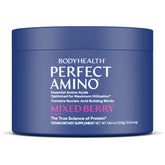 BodyHealth envase frontal PerfectAmino mostrando sabor Mixed Berry y beneficio recuperación