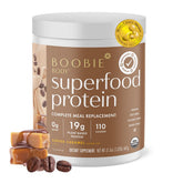 Boobie Brands envase frontal del batido café caramelo, práctico para mamás ocupadas