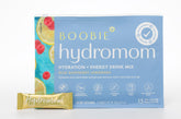 Boobie Brands caja frontal mostrando sabor blue raspberry lemonade y beneficios