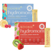 Boobie Brands empaque frontal mostrando sabores y beneficios hidratantes