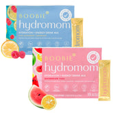 Boobie Brands empaque frontal mostrando sabores y beneficios para hidratación