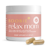 Boobie Brands envase delantero mostrando 60 cápsulas y propósito calmante