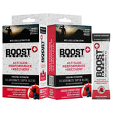 Boost Oxygen frente del paquete Mixed Berry que muestra presentación útil