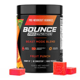 Bounce Pro empaque frontal mostrando sabor Fruit Punch y 50 unidades