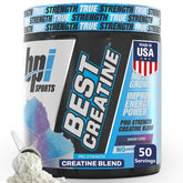 BPI Sports envase frontal Best Creatine mostrando etiqueta y tamaño, conveniencia diaria
